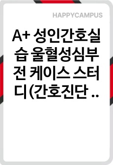 A+ 성인간호실습 울혈성심부전 케이스 스터디(간호진단 3개+간호중재 1개)